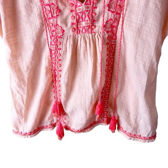 Vineyard Vines Women's Small Shirt Top orange peach Embroidered Short‎ Sleeve - Picture 3 of 6